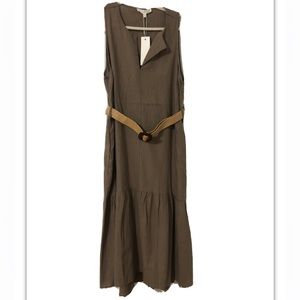 Adyson Parker Brown Belted Sleeveless Dress with Ruffle Detail Skirt, Size XL